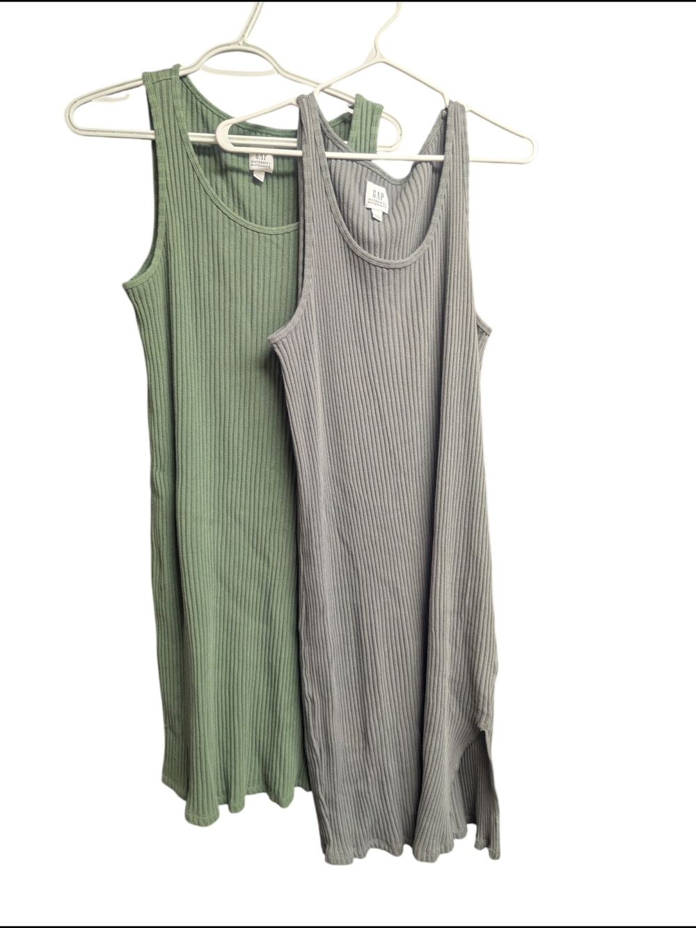 GAP Maternity Tank Midi Dress Duo - Olive Green & Gray
